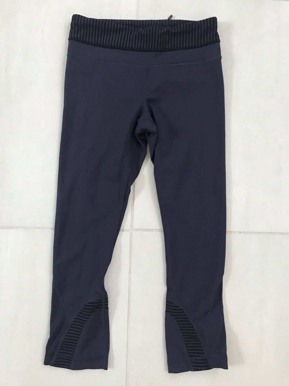 Lululemon Run Stripe Inspire Crop II Activewear Pants Cadet